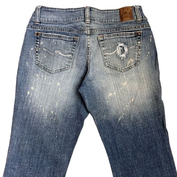 CANDIE’S Vintage Y2K 90’s Floral Embroidery Bell Bottoms Blue jeans Size 7/28 - Picture 4 of 10